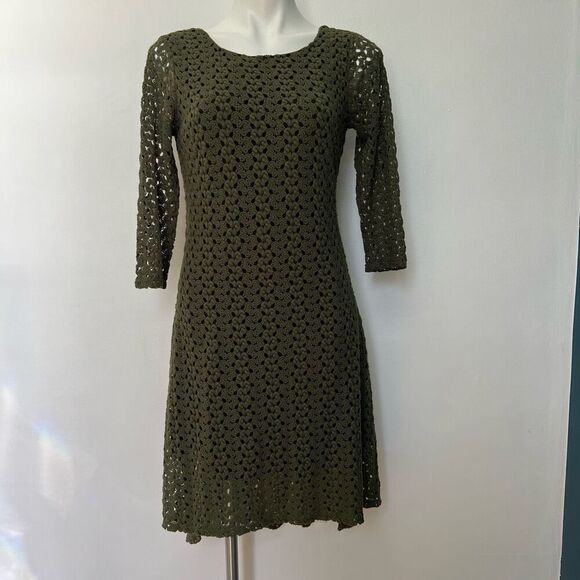 Cynthia Rowley Crochet High Low Fit n Flare Dress Green - Picture 1 of 9